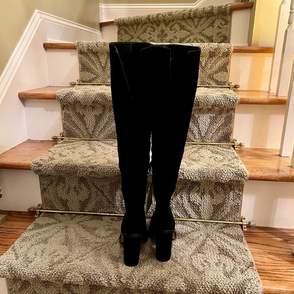 NWOB Gianni Bini Barrine OTK Over the Knee Black Suede Boots Size 6